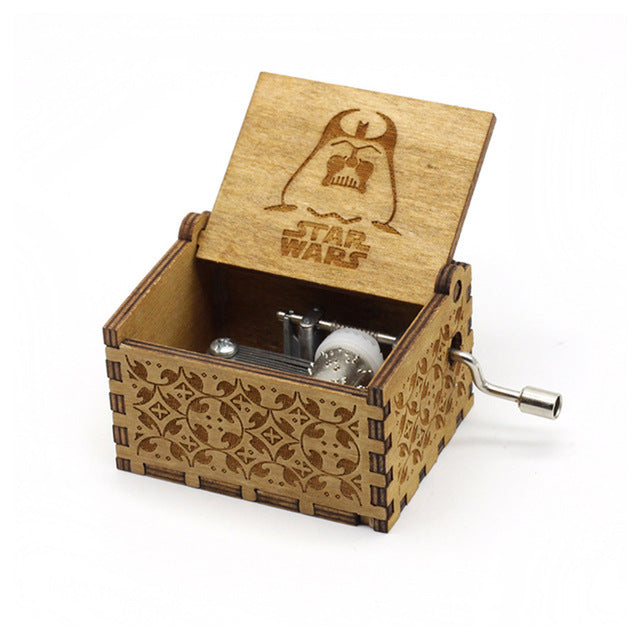 ENGRAVED WOODEN MUSIC BOX STAR WARS THEME