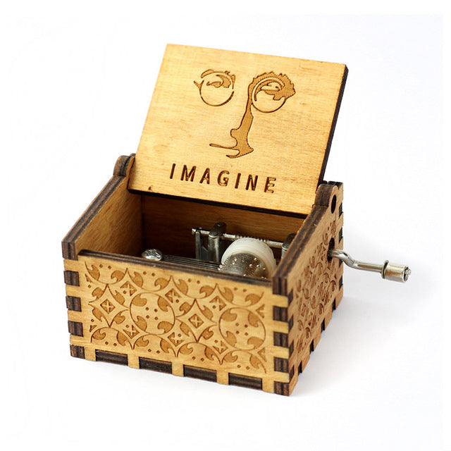 ENGRAVED WOODEN MUSIC BOX JOHN LENNON