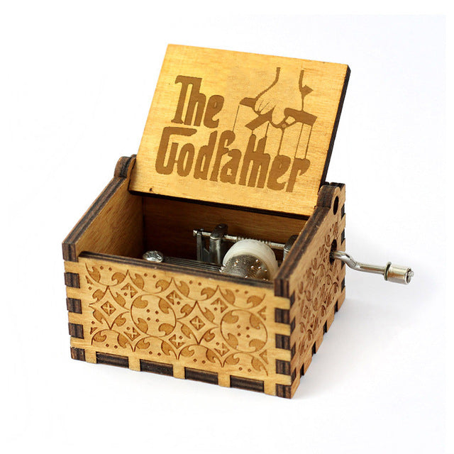 ENGRAVED WOODEN MUSIC BOX THE GODFATHER